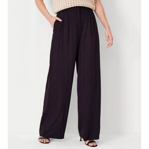 Ann Taylor Women's 10 32 x 32 Pant Wide Leg High Rise Pleated Trouser Drapey